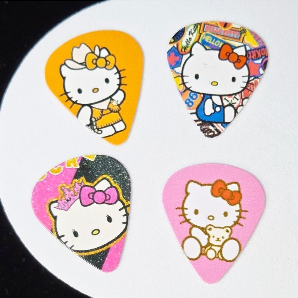 Hello Kitty Guitar Picks Set 4pcs Kawaii Pink Variety Plectrum Pack